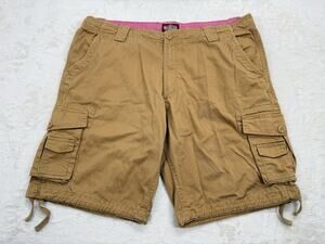 Matchstick Men's Cargo Shorts Tan Beige Chino Drawstring Zipper Size 42